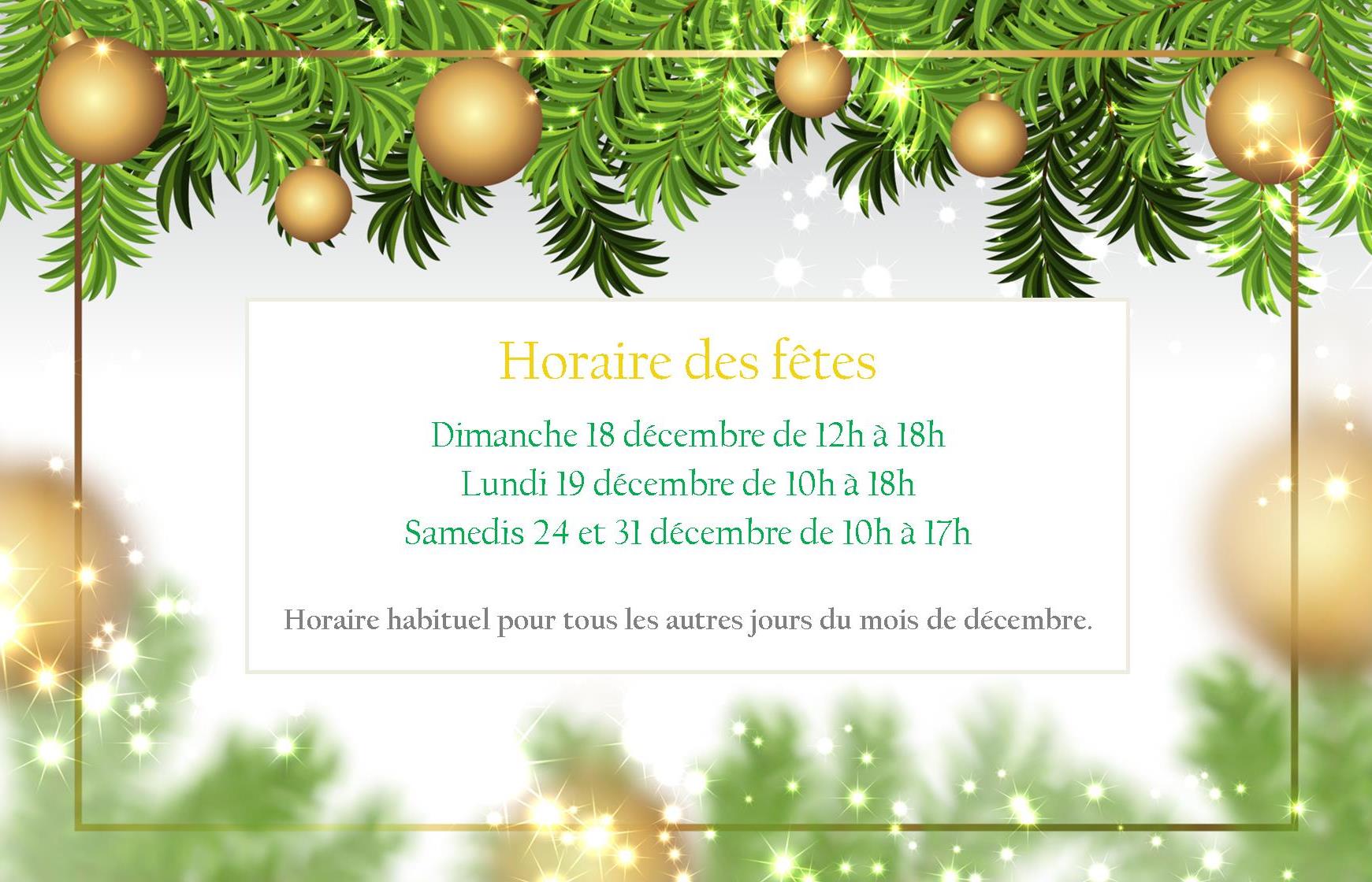 horaire decembre 2022